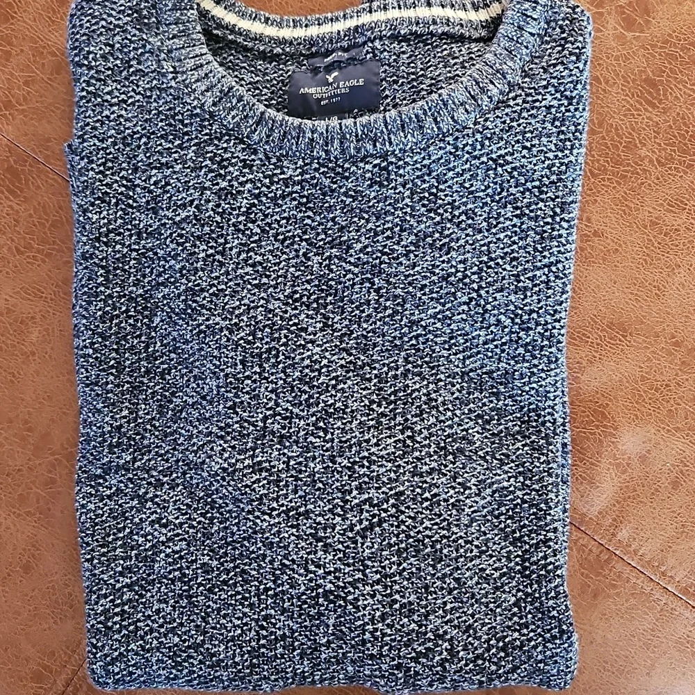 American Eagle Prep Fit 100% Cotton Sweater Navy And White Lg EUC Mens / Unisex
